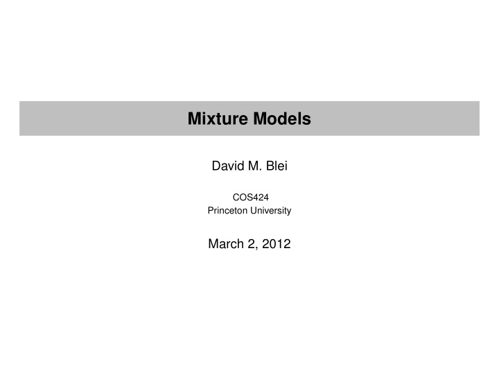 mixture models