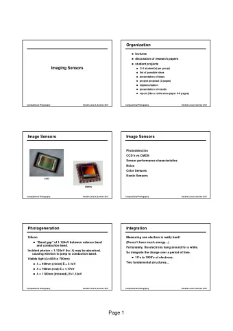 Page 1  Photodetectors  Photodetector Performance Metrics  (a) photodiode, (b) photogate  Pixel