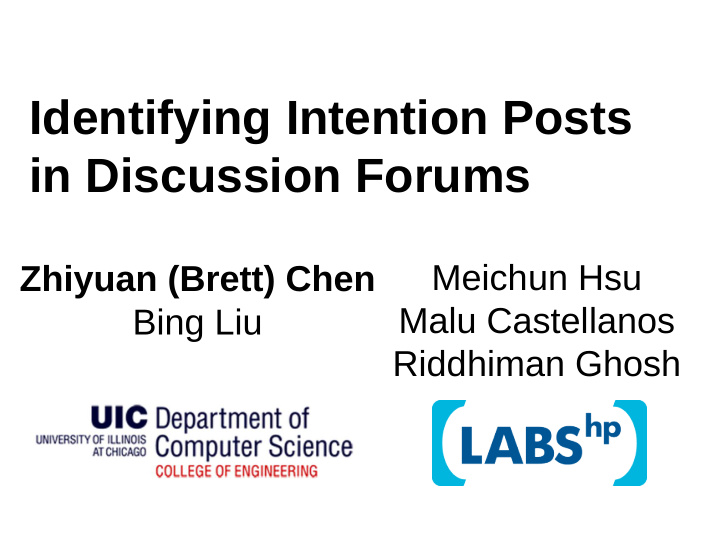 identifying intention posts in discussion forums