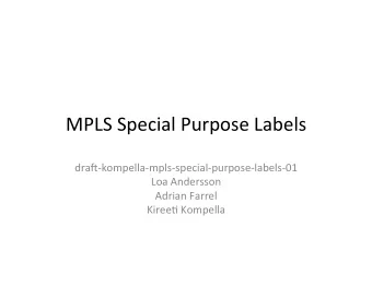 MPLS  Special  Purpose  Labels