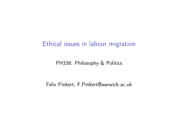 ethical issues in labour migration