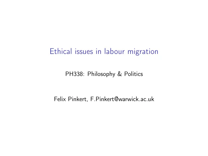 ethical issues in labour migration