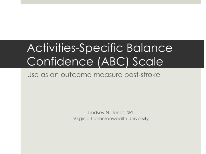 activities specific balance confidence abc scale