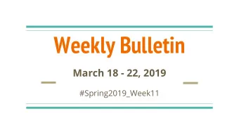 Weekly Bulletin  March 18 - 22, 2019  #Spring2019_Week11  Athletics: Varsity Games of the Week For