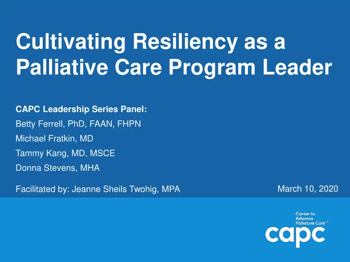 cultivating resiliency as a