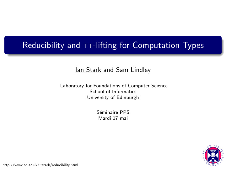 reducibility and lifting for computation types