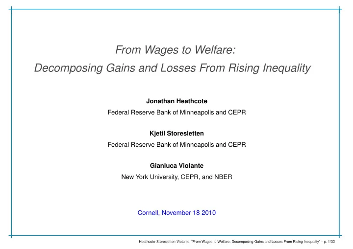 from wages to welfare decomposing gains and losses from