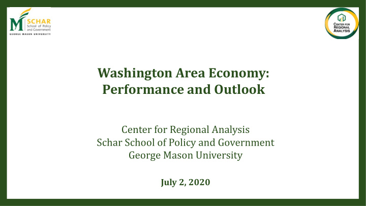 washington area economy performance and outlook