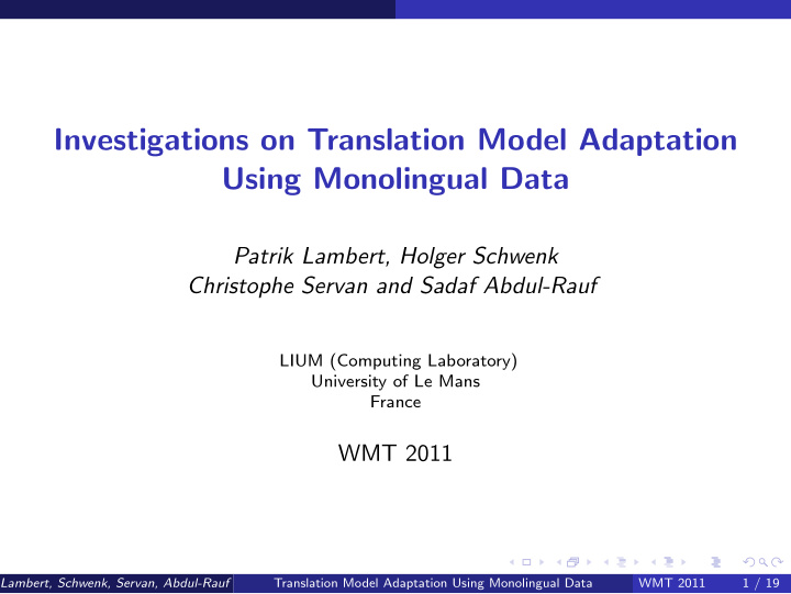 investigations on translation model adaptation using