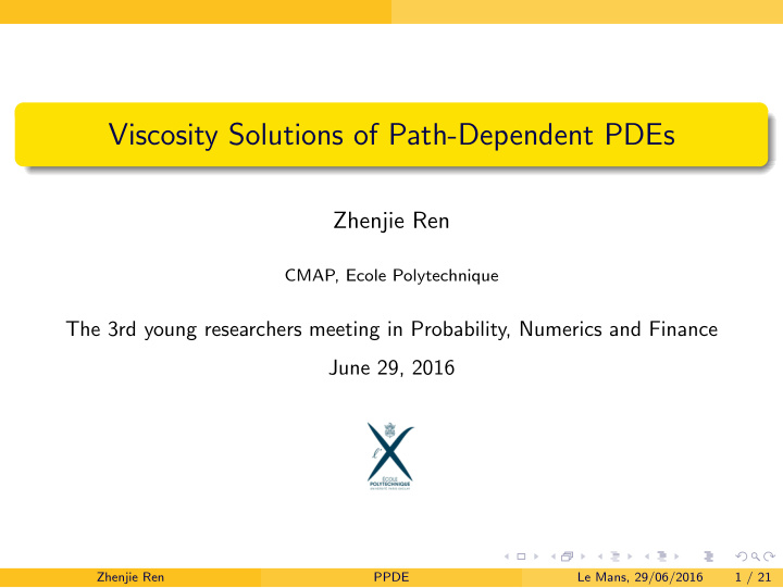 viscosity solutions of path dependent pdes