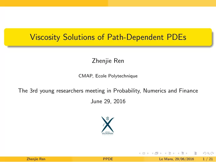 viscosity solutions of path dependent pdes