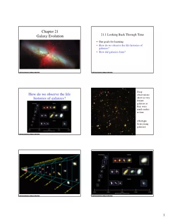 Chapter 21  21.1 Looking Back Through Time  Galaxy Evolution   Our goals for learning   How