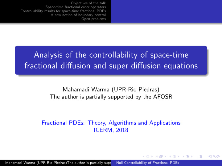 analysis of the controllability of space time fractional