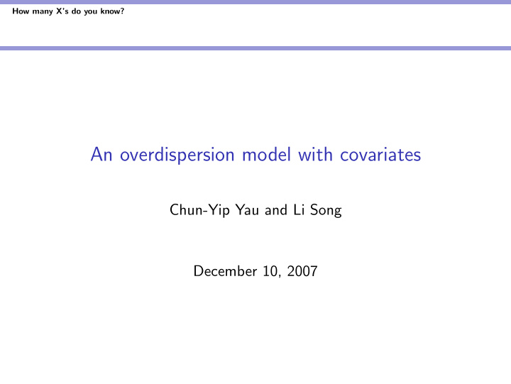 an overdispersion model with covariates