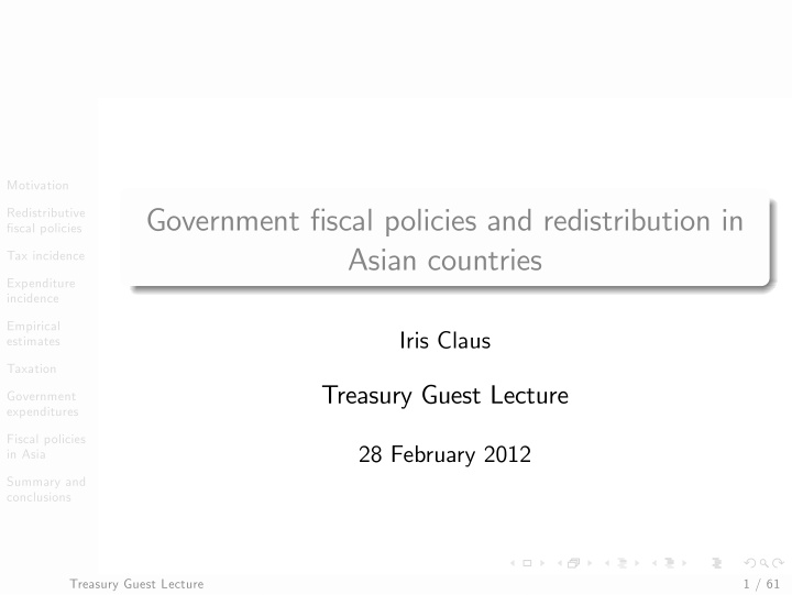 government fiscal policies and redistribution in