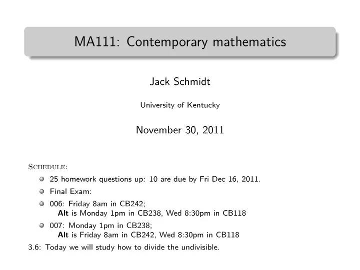 ma111 contemporary mathematics