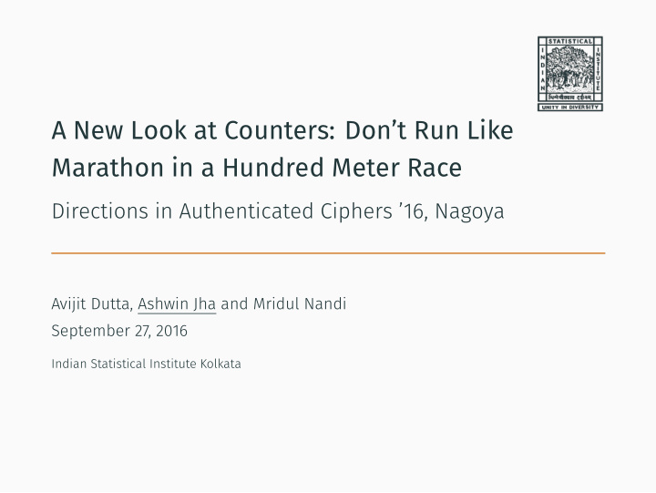 a new look at counters don t run like marathon in a