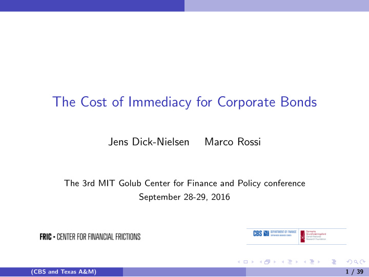 the cost of immediacy for corporate bonds