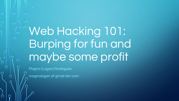 web hacking 101 burping for fun and maybe some profit