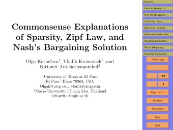 Commonsense Explanations  Zipfs Law: A Brief . . .  of Sparsity, Zipf Law, and  Main Idea Behind