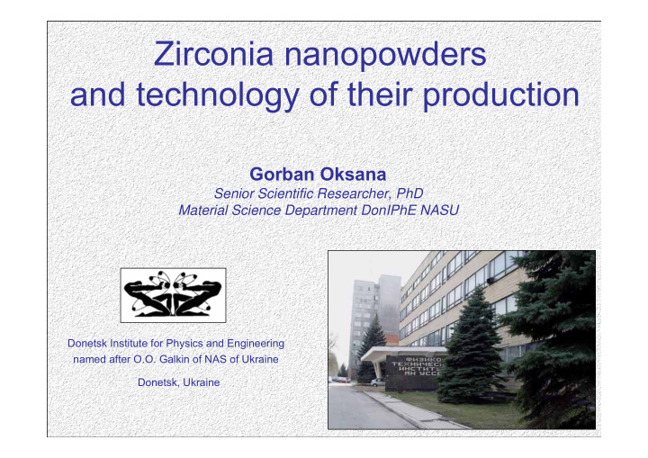 zirconia nanopowders and technology of their production