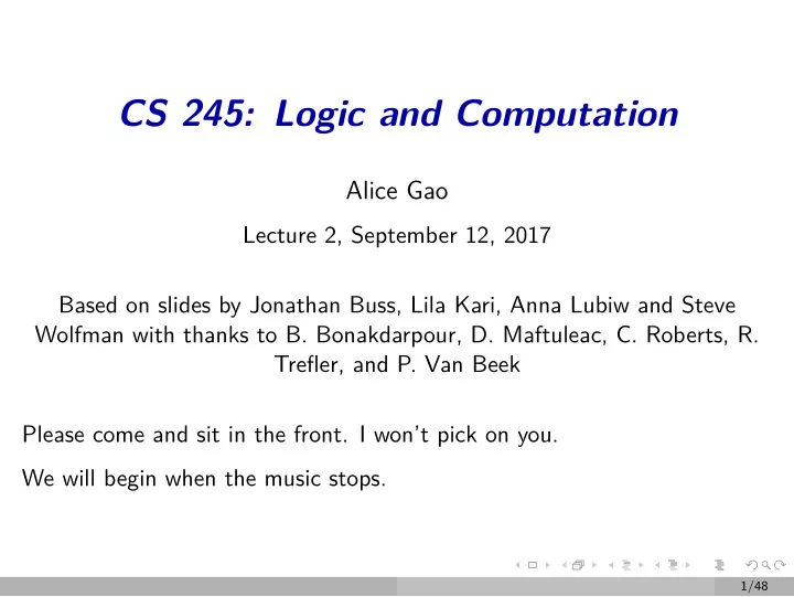cs 245 logic and computation