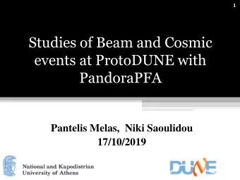 events at ProtoDUNE with PandoraPFA  Pantelis Melas,  Niki Saoulidou  17/10/2019  2  2  Outline