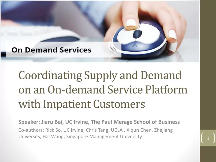 coordinating supply and demand
