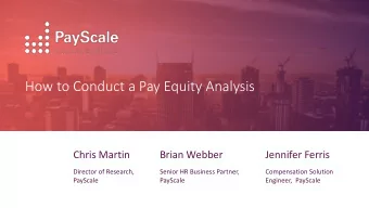 How to Conduct a Pay Equity Analysis  Chris Martin  Brian Webber  Jennifer Ferris  Director of