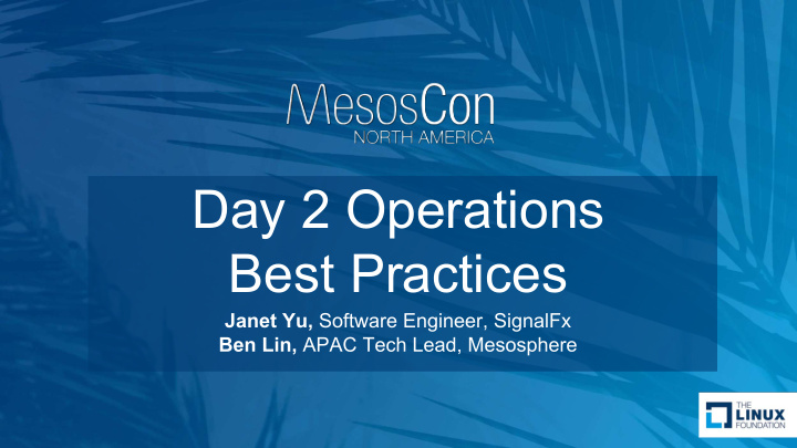 day 2 operations best practices