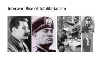 In  Interw  rwar: Ris  ise of Totali  litarianism  Joseph Stali  lin    U.S.S.R. during the