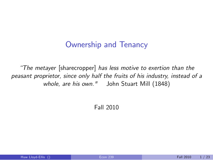 ownership and tenancy