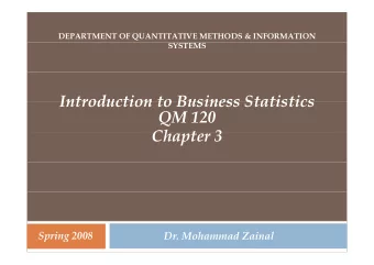 Introduction to Business Statistics  Introduction to Business Statistics  QM 120  Ch  Chapter 3  t