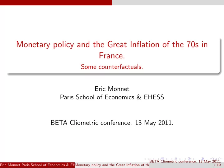 monetary policy and the great inflation of the 70s in