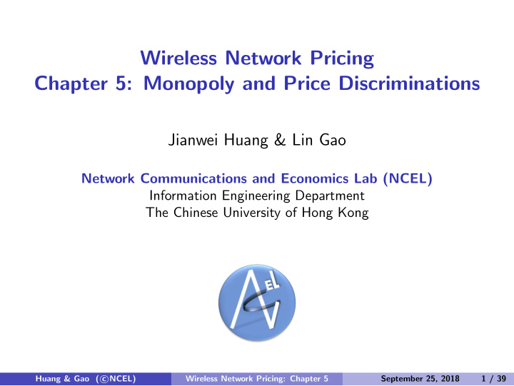 wireless network pricing chapter 5 monopoly and price