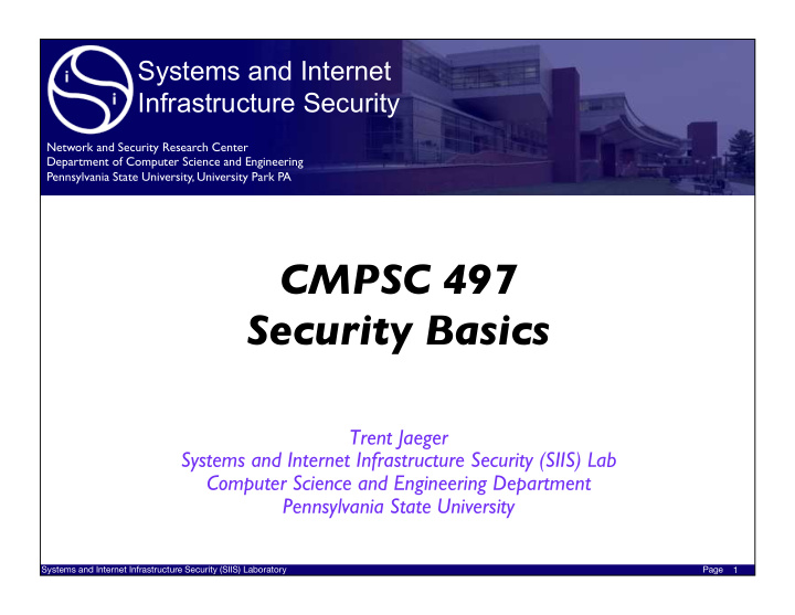 cmpsc 497 security basics