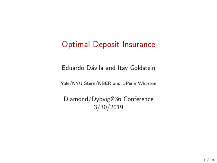 optimal deposit insurance
