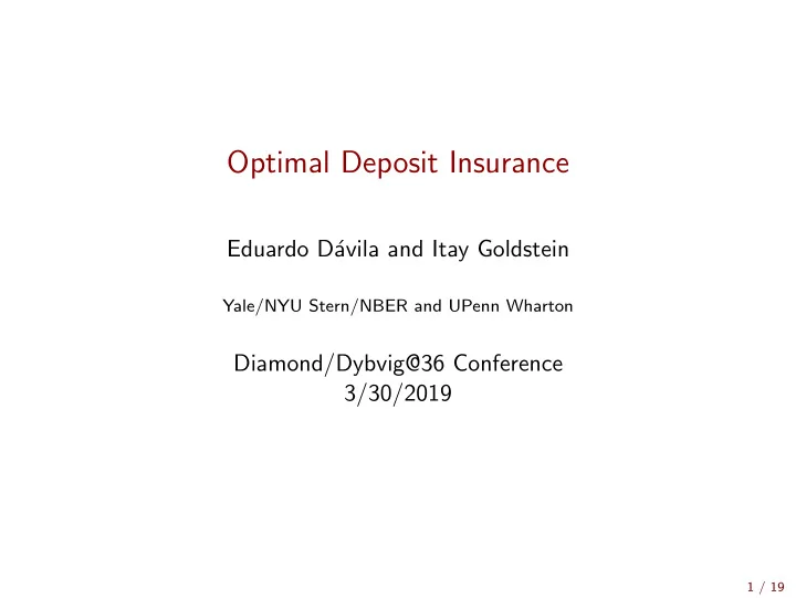 optimal deposit insurance