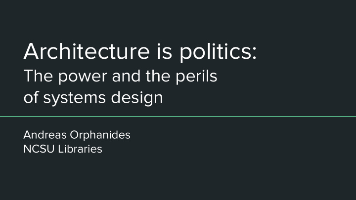 architecture is politics