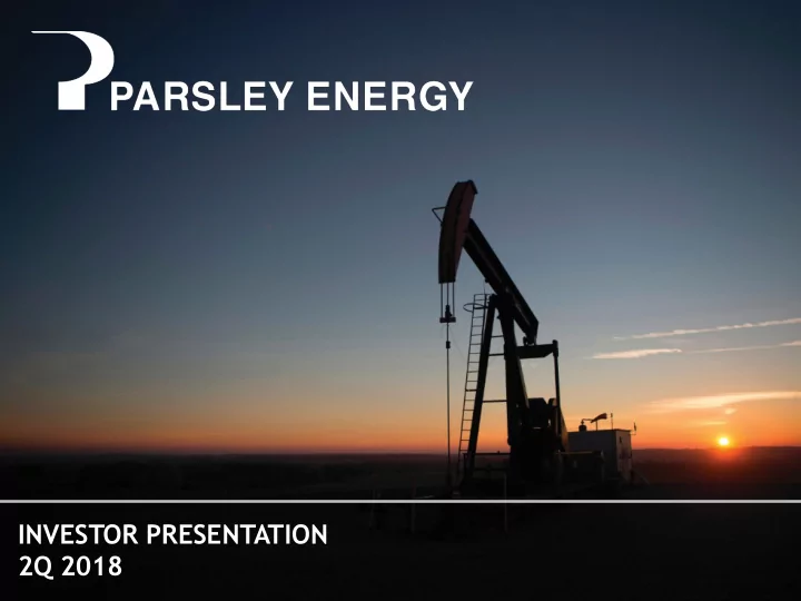 investor presentation 2q 2018 forward looking statements