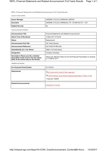 REPL::Financial Statements and Related Announcement::Full Yearly Results  Page 1 of 1