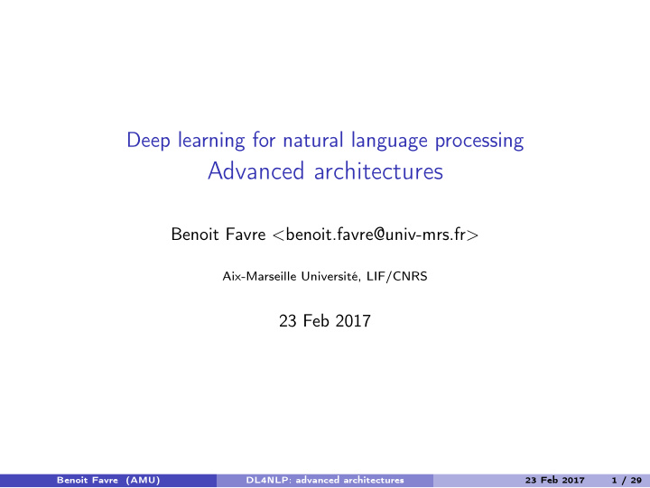 advanced architectures