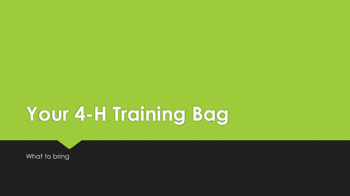 your 4 h training bag