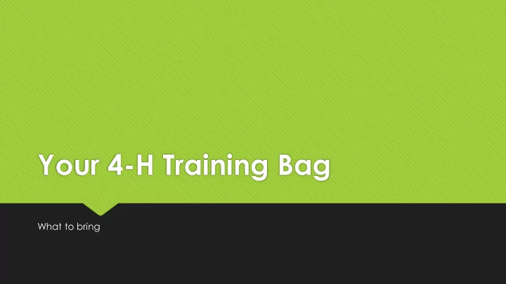 your 4 h training bag
