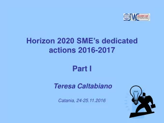 Horizon 2020 SMEs dedicated  actions 2016-2017  Part I  Teresa Caltabiano  Catania,