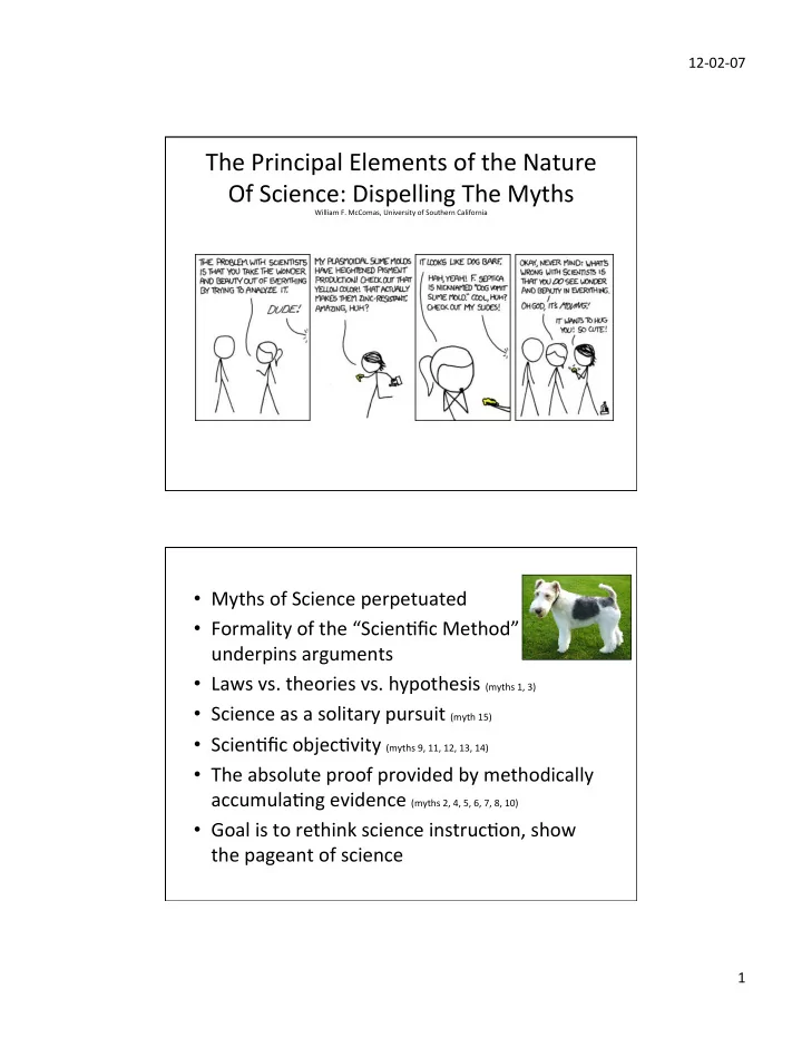 the principal elements of the nature of science