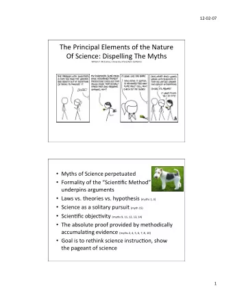 The  Principal  Elements  of  the  Nature    Of  Science:  Dispelling