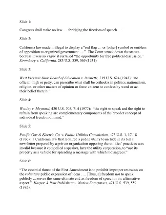 Slide 1: Congress shall make no law  abridging the freedom of speech .  Slide 2:  California