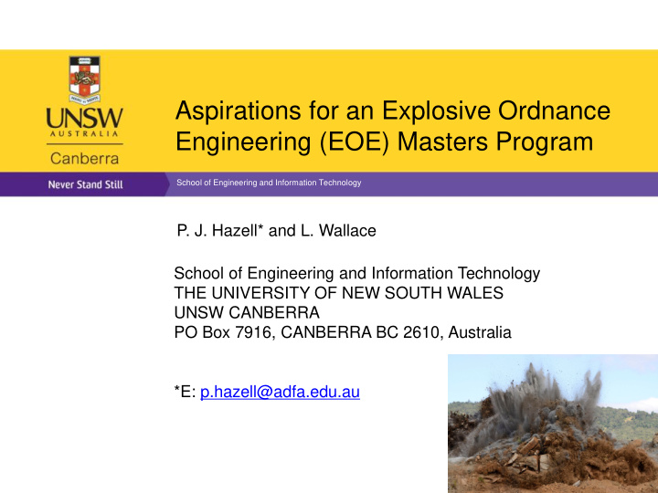 aspirations for an explosive ordnance engineering eoe