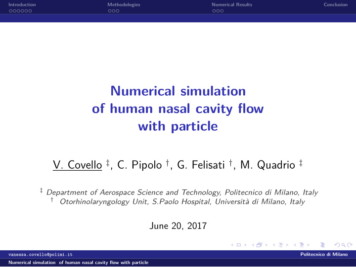 numerical simulation of human nasal cavity flow with